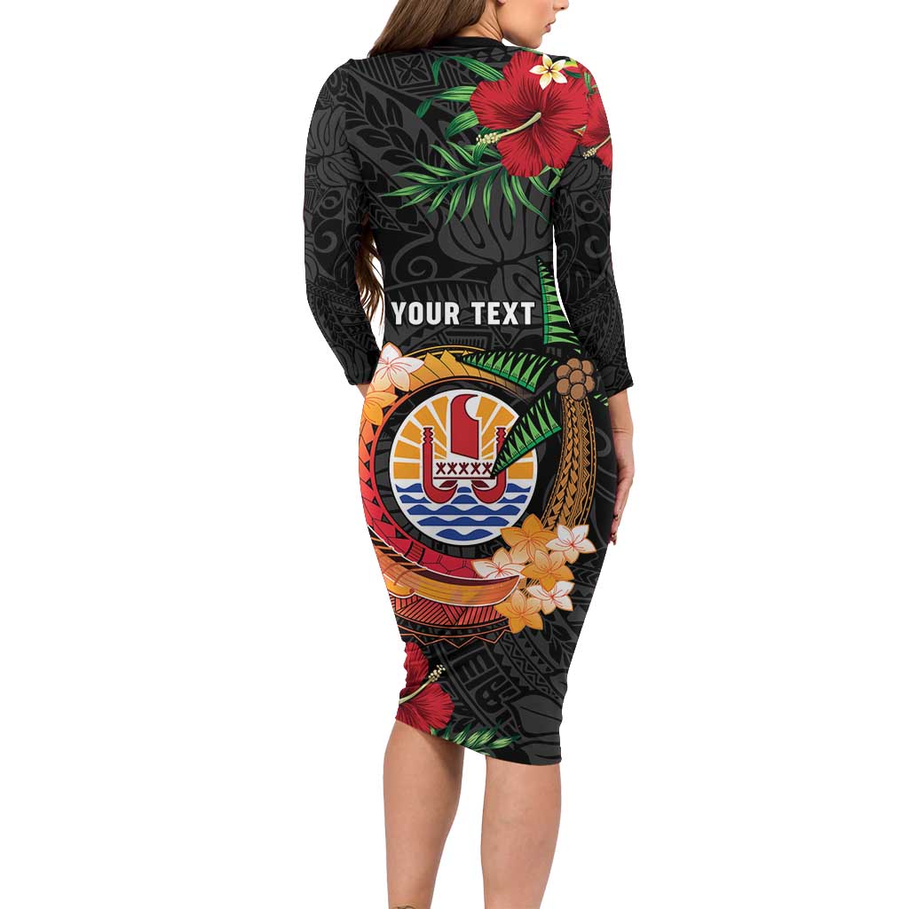 Personalised French Polynesia Outrigger Canoe Race Family Matching Long Sleeve Bodycon Dress and Hawaiian Shirt Tropical Vibe LT05 - Polynesian Pride
