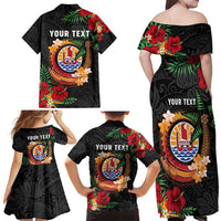 Personalised French Polynesia Outrigger Canoe Race Family Matching Off Shoulder Maxi Dress and Hawaiian Shirt Tropical Vibe LT05 - Polynesian Pride