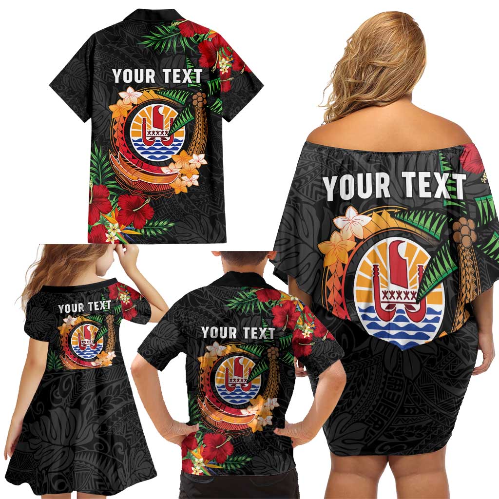 Personalised French Polynesia Outrigger Canoe Race Family Matching Off Shoulder Short Dress and Hawaiian Shirt Tropical Vibe LT05 - Polynesian Pride