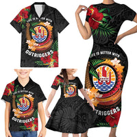 Personalised French Polynesia Outrigger Canoe Race Family Matching Short Sleeve Bodycon Dress and Hawaiian Shirt Tropical Vibe LT05 - Polynesian Pride