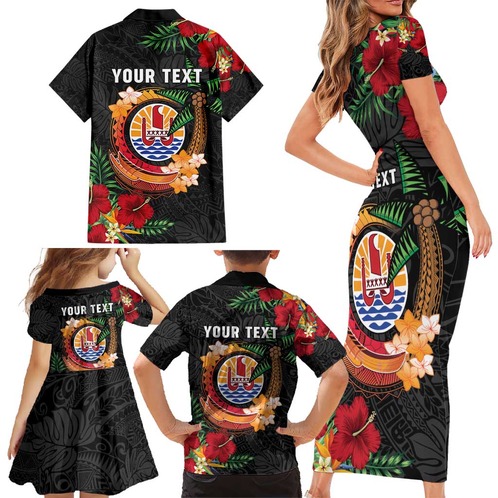 Personalised French Polynesia Outrigger Canoe Race Family Matching Short Sleeve Bodycon Dress and Hawaiian Shirt Tropical Vibe LT05 - Polynesian Pride