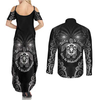Aotearoa Toitu Te Tiriti Couples Matching Summer Maxi Dress and Long Sleeve Button Shirt Ka Mua Ka Muri LT05 - Polynesian Pride