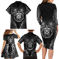 Aotearoa Toitu Te Tiriti Family Matching Long Sleeve Bodycon Dress and Hawaiian Shirt Ka Mua Ka Muri LT05 - Polynesian Pride