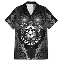 Aotearoa Toitu Te Tiriti Family Matching Long Sleeve Bodycon Dress and Hawaiian Shirt Ka Mua Ka Muri LT05 Dad's Shirt - Short Sleeve Black - Polynesian Pride
