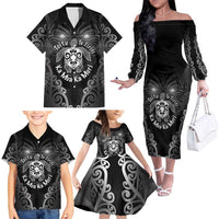 Aotearoa Toitu Te Tiriti Family Matching Off The Shoulder Long Sleeve Dress and Hawaiian Shirt Ka Mua Ka Muri LT05 - Polynesian Pride