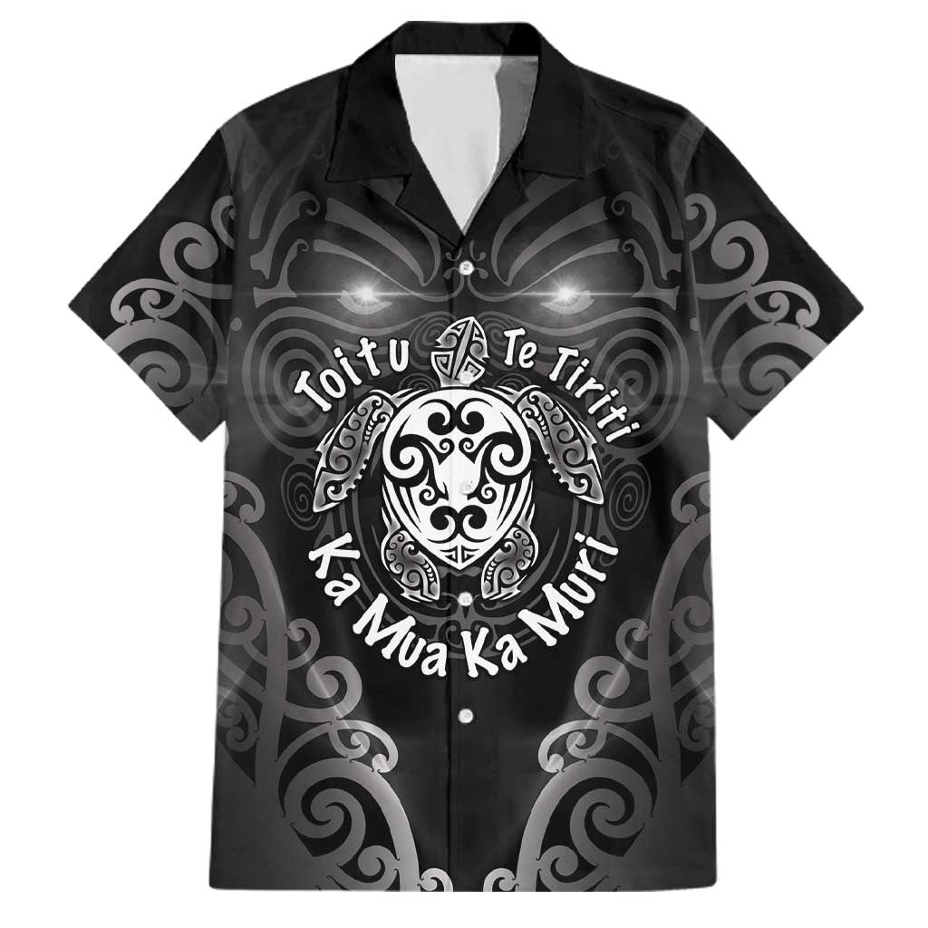 Aotearoa Toitu Te Tiriti Family Matching Summer Maxi Dress and Hawaiian Shirt Ka Mua Ka Muri LT05 Dad's Shirt - Short Sleeve Black - Polynesian Pride