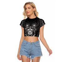 Aotearoa Toitu Te Tiriti Raglan Cropped T Shirt Ka Mua Ka Muri LT05 Female Black - Polynesian Pride