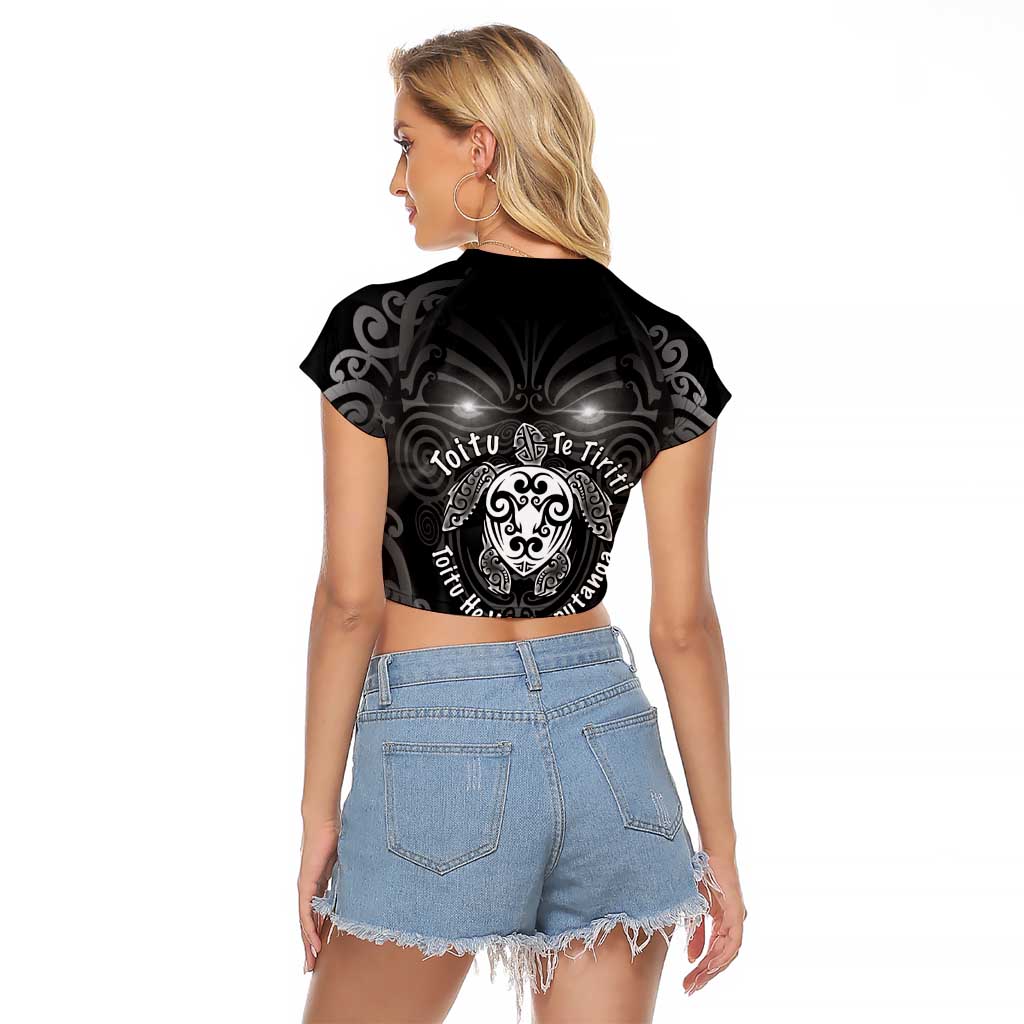Aotearoa Toitu Te Tiriti Raglan Cropped T Shirt Ka Mua Ka Muri LT05 - Polynesian Pride