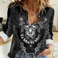 Aotearoa Toitu Te Tiriti Women Casual Shirt Ka Mua Ka Muri LT05 Female Black - Polynesian Pride