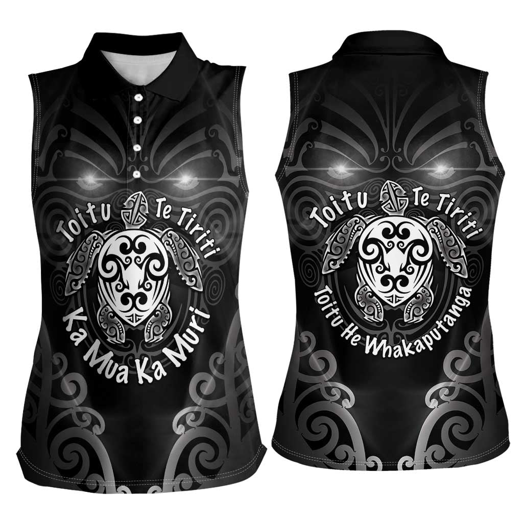 Aotearoa Toitu Te Tiriti Women Sleeveless Polo Shirt Ka Mua Ka Muri LT05 - Polynesian Pride