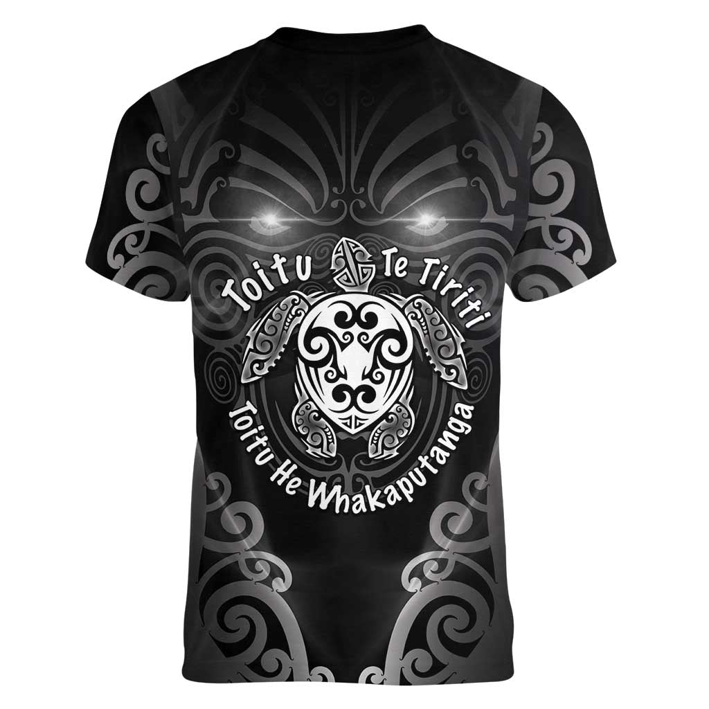 Aotearoa Toitu Te Tiriti Women V-Neck T-Shirt Ka Mua Ka Muri LT05 - Polynesian Pride
