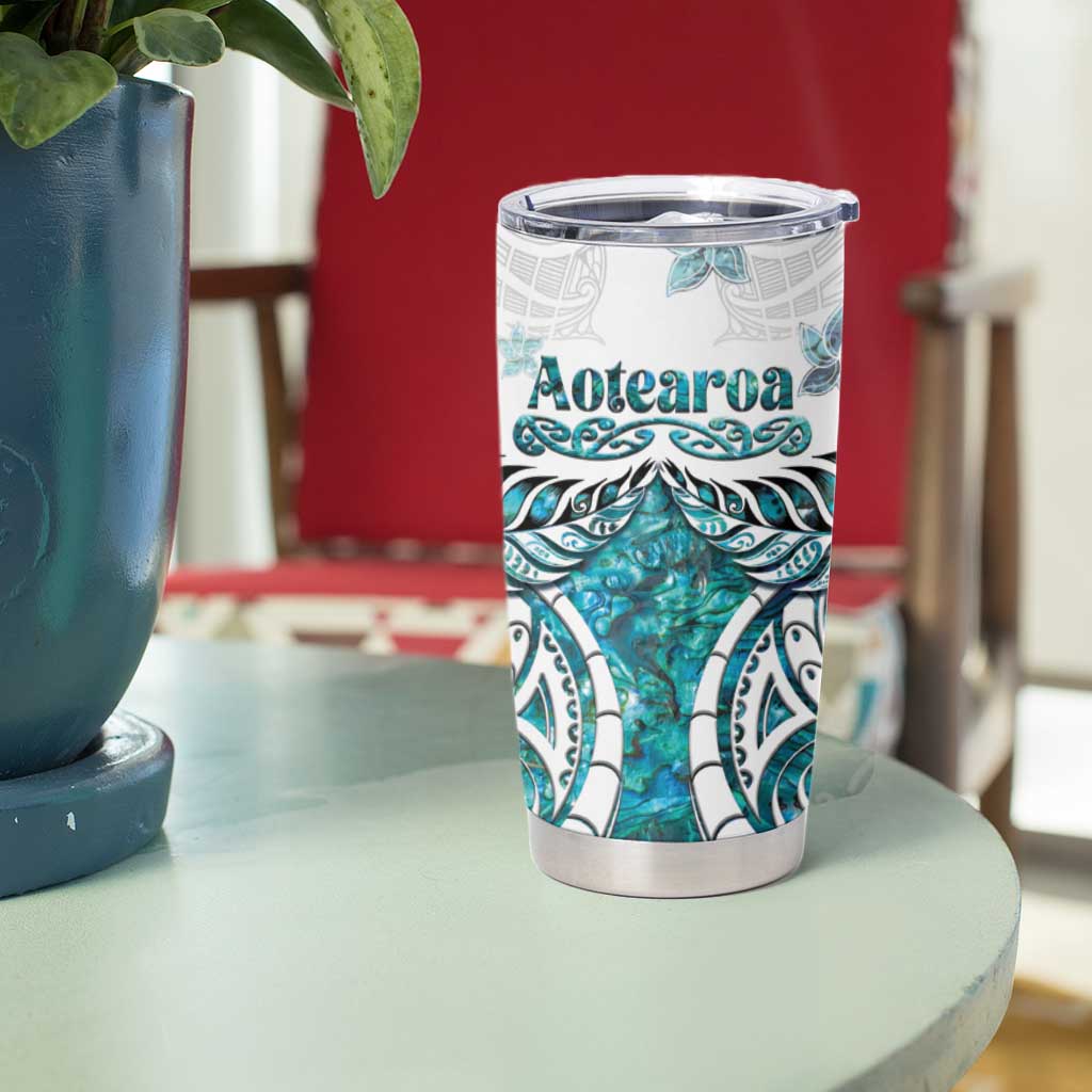 New Zealand Aotearoa Kia Ora Tumbler Cup Paua Shell Maori Silver Fern LT05 - Polynesian Pride