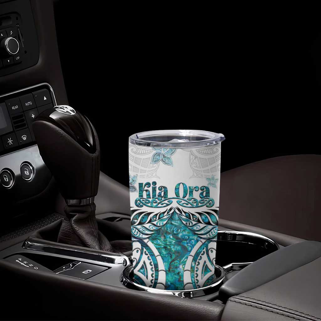 New Zealand Aotearoa Kia Ora Tumbler Cup Paua Shell Maori Silver Fern LT05 - Polynesian Pride