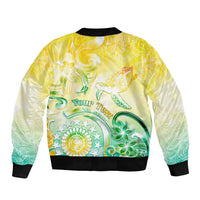 Personalised Cook Islands Kia Orana Bomber Jacket Polynesian Turtle With Circle Stars LT05 - Polynesian Pride