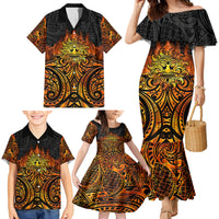 New Zealand Tamanuitera The Sun Family Matching Mermaid Dress and Hawaiian Shirt Maori Pattern LT05 - Polynesian Pride