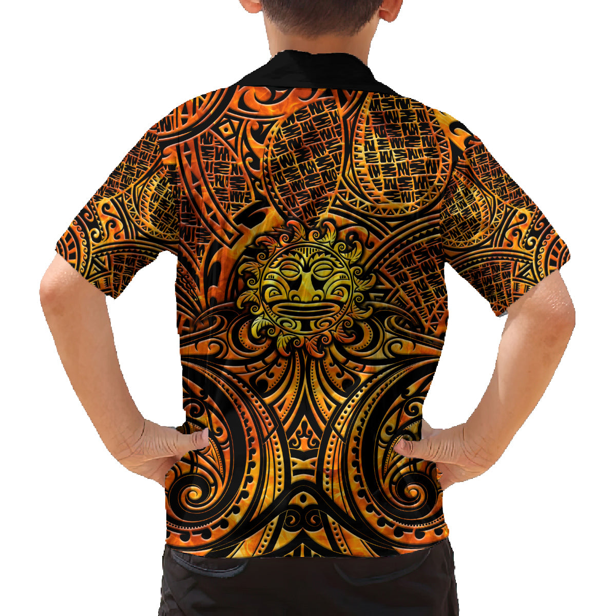 New Zealand Tamanuitera The Sun Family Matching Off Shoulder Maxi Dress and Hawaiian Shirt Maori Pattern LT05 - Polynesian Pride