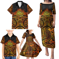 New Zealand Tamanuitera The Sun Family Matching Puletasi and Hawaiian Shirt Maori Pattern LT05 - Polynesian Pride