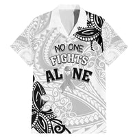 Personalised Polynesia Brain Cancer Family Matching Mermaid Dress and Hawaiian Shirt No One Fights Alone LT05 Dad's Shirt - Short Sleeve White - Polynesian Pride