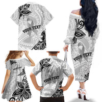 Personalised Polynesia Brain Cancer Family Matching Off The Shoulder Long Sleeve Dress and Hawaiian Shirt No One Fights Alone LT05 - Polynesian Pride