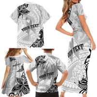 Personalised Polynesia Brain Cancer Family Matching Short Sleeve Bodycon Dress and Hawaiian Shirt No One Fights Alone LT05 - Polynesian Pride