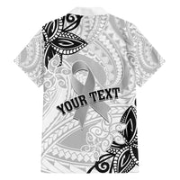 Personalised Polynesia Brain Cancer Family Matching Short Sleeve Bodycon Dress and Hawaiian Shirt No One Fights Alone LT05 - Polynesian Pride