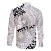 Personalised Polynesia Brain Cancer Family Matching Short Sleeve Bodycon Dress and Hawaiian Shirt No One Fights Alone LT05 - Polynesian Pride