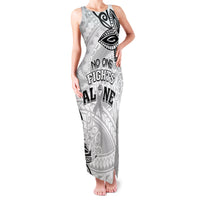Personalised Polynesia Brain Cancer Family Matching Tank Maxi Dress and Hawaiian Shirt No One Fights Alone LT05 Mom's Dress White - Polynesian Pride