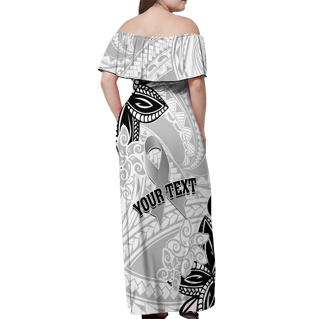 Personalised Polynesia Brain Cancer Off Shoulder Maxi Dress No One Fights Alone
