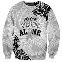 Personalised Polynesia Brain Cancer Sweatshirt No One Fights Alone