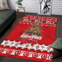 New Zealand Christmas In July Area Rug Maori Kiwi Xmas Tree - Red LT05 Red - Polynesian Pride