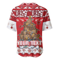 Personalised New Zealand Christmas In July Baseball Jersey Maori Kiwi Xmas Tree - Red LT05 - Polynesian Pride