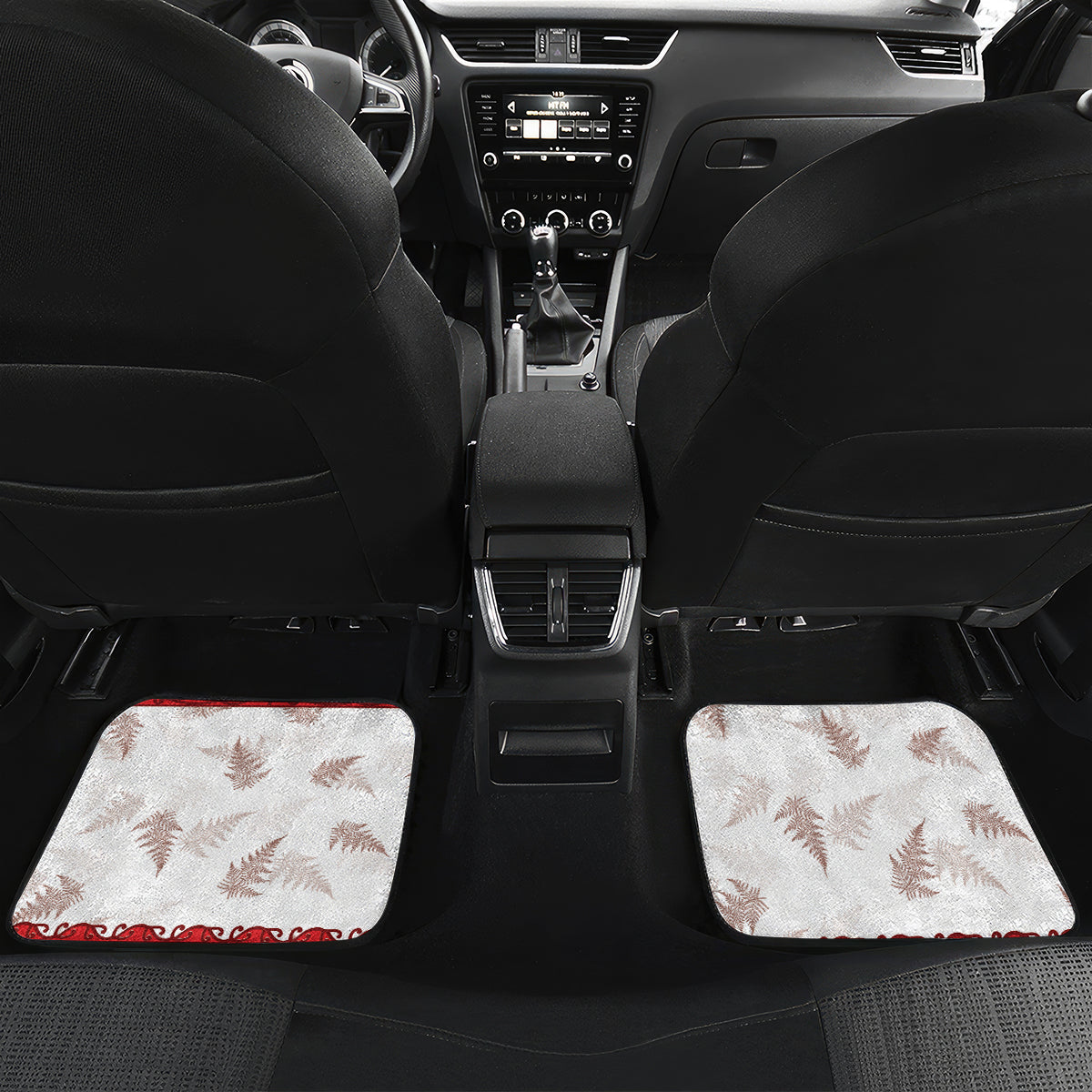 Personalised New Zealand Christmas In July Car Mats Maori Kiwi Xmas Tree - Red LT05 Set 2pcs - Back Red - Polynesian Pride