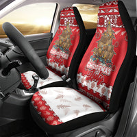 New Zealand Christmas In July Car Seat Cover Maori Kiwi Xmas Tree - Red LT05 - Polynesian Pride