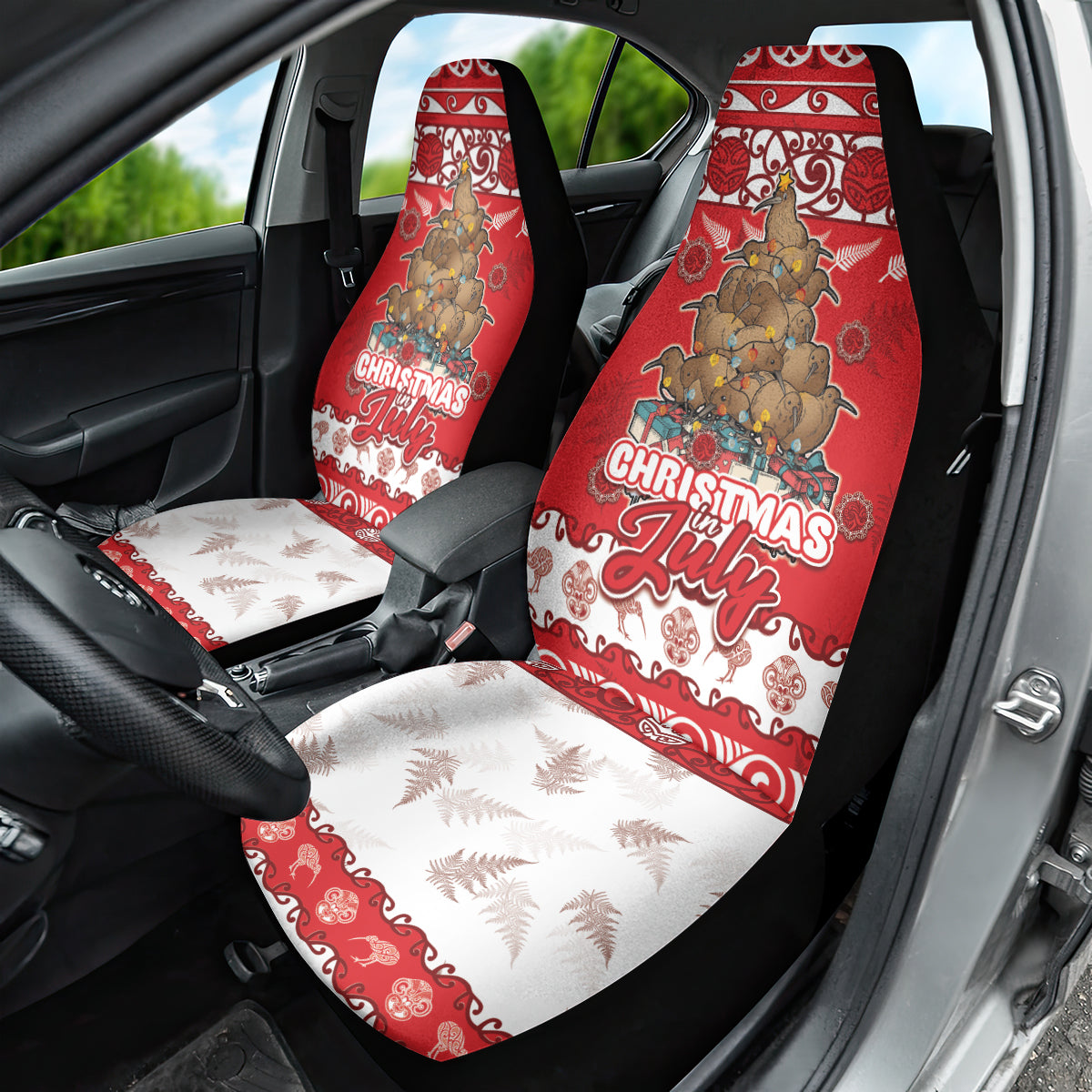 New Zealand Christmas In July Car Seat Cover Maori Kiwi Xmas Tree - Red LT05 - Polynesian Pride