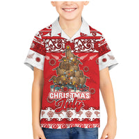 Personalised New Zealand Christmas In July Family Matching Mermaid Dress and Hawaiian Shirt Maori Kiwi Xmas Tree - Red LT05 Son's Shirt Red - Polynesian Pride