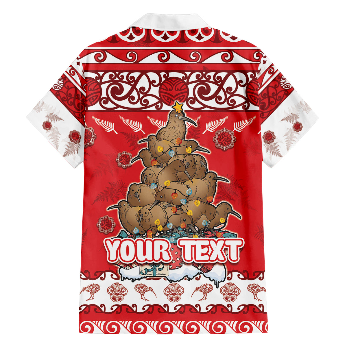 Personalised New Zealand Christmas In July Family Matching Puletasi and Hawaiian Shirt Maori Kiwi Xmas Tree - Red LT05 - Polynesian Pride