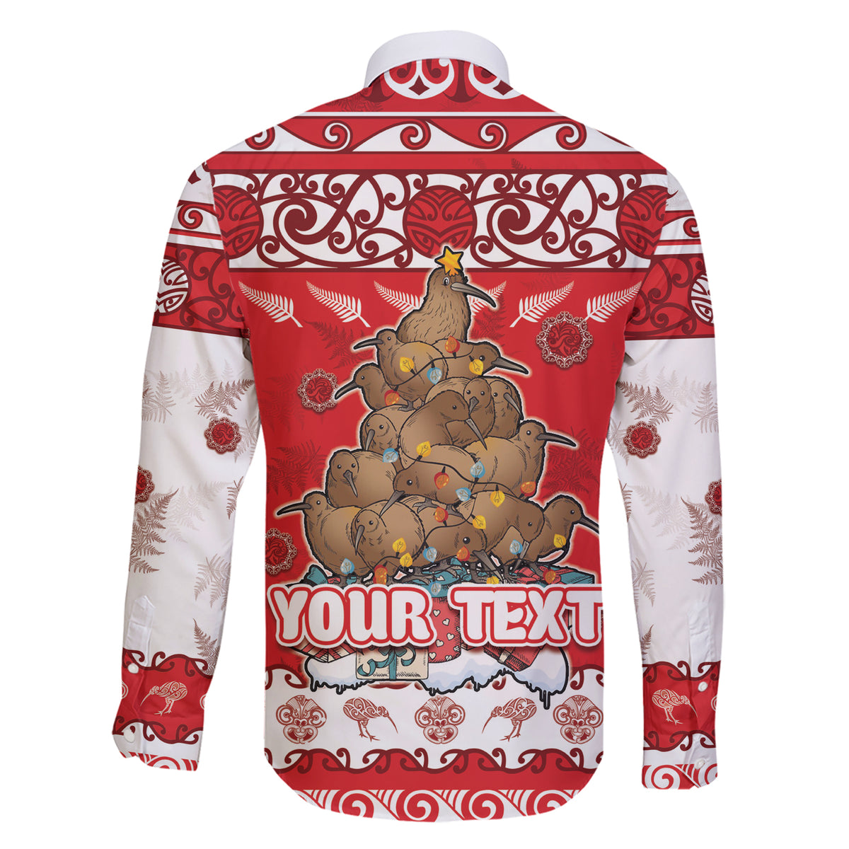 Personalised New Zealand Christmas In July Family Matching Short Sleeve Bodycon Dress and Hawaiian Shirt Maori Kiwi Xmas Tree - Red LT05 - Polynesian Pride