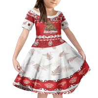 Personalised New Zealand Christmas In July Family Matching Summer Maxi Dress and Hawaiian Shirt Maori Kiwi Xmas Tree - Red LT05 Daughter's Dress Red - Polynesian Pride
