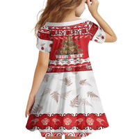 Personalised New Zealand Christmas In July Family Matching Summer Maxi Dress and Hawaiian Shirt Maori Kiwi Xmas Tree - Red LT05 - Polynesian Pride
