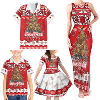 Personalised New Zealand Christmas In July Family Matching Tank Maxi Dress and Hawaiian Shirt Maori Kiwi Xmas Tree - Red LT05 - Polynesian Pride