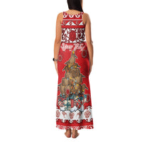 Personalised New Zealand Christmas In July Family Matching Tank Maxi Dress and Hawaiian Shirt Maori Kiwi Xmas Tree - Red LT05 - Polynesian Pride