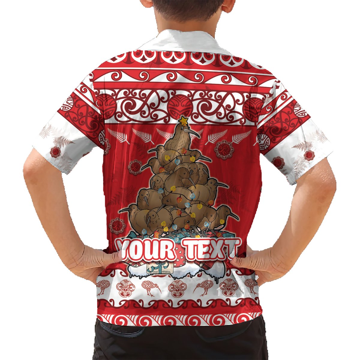 Personalised New Zealand Christmas In July Hawaiian Shirt Maori Kiwi Xmas Tree - Red LT05 - Polynesian Pride