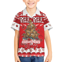 Personalised New Zealand Christmas In July Kid Hawaiian Shirt Maori Kiwi Xmas Tree - Red LT05 Kid Red - Polynesian Pride