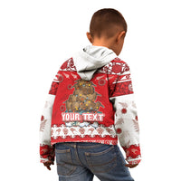Personalised New Zealand Christmas In July Kid Hoodie Maori Kiwi Xmas Tree - Red LT05 - Polynesian Pride