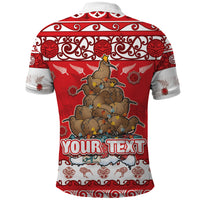 Personalised New Zealand Christmas In July Polo Shirt Maori Kiwi Xmas Tree - Red LT05 - Polynesian Pride