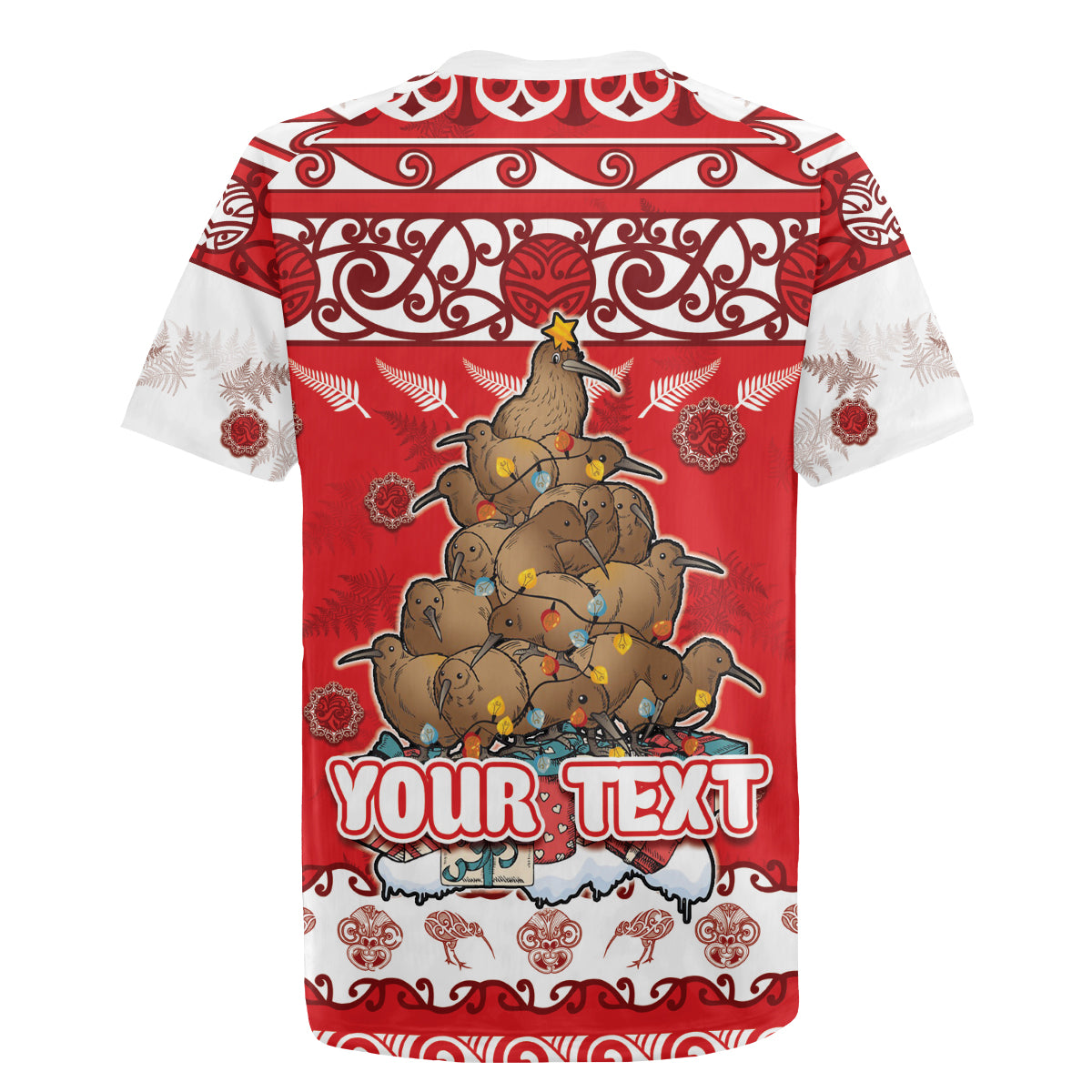 Personalised New Zealand Christmas In July Rugby Jersey Maori Kiwi Xmas Tree - Red LT05 - Polynesian Pride