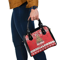 New Zealand Christmas In July Shoulder Handbag Maori Kiwi Xmas Tree - Red