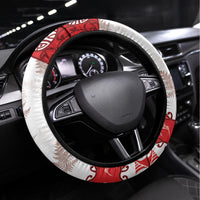 New Zealand Christmas In July Steering Wheel Cover Maori Kiwi Xmas Tree - Red LT05 Universal Fit Red - Polynesian Pride