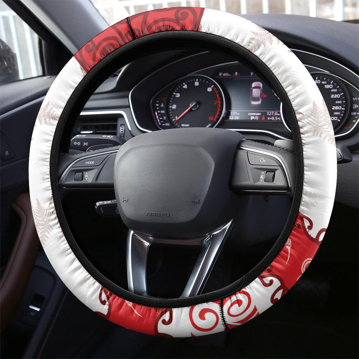 New Zealand Christmas In July Steering Wheel Cover Maori Kiwi Xmas Tree - Red LT05 - Polynesian Pride