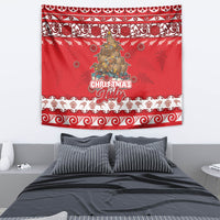 New Zealand Christmas In July Tapestry Maori Kiwi Xmas Tree - Red